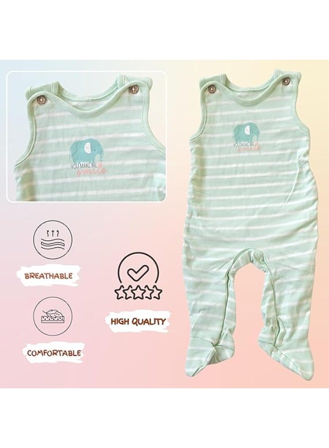 MINIIMODZ MINII MODZ Green Elephant Print Jumpsuit Design Sleeveless Romper for Baby Boys & Girls | One-Piece Romper | | Baby Girls' One-Piece Rompers, Footies & Jumpsuits - Image 4